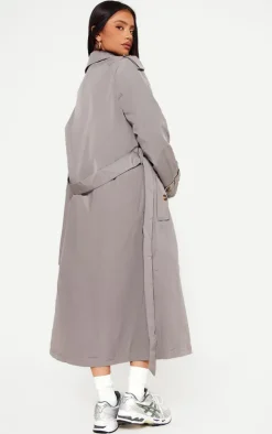 Petite Grey Oversized Trench Coat