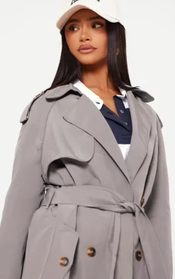 Petite Grey Oversized Trench Coat