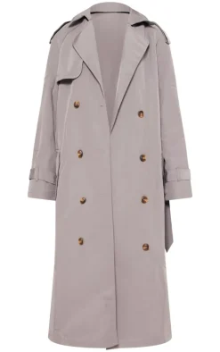 Petite Grey Oversized Trench Coat