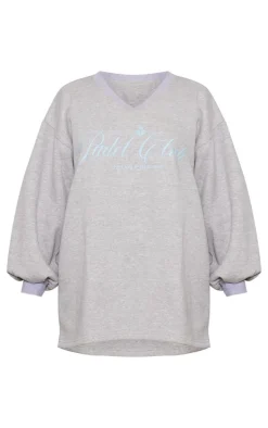 Petite Grey Padel Club Graphic Sweater Dress