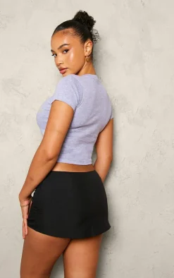 Petite Grey Star Girl Fitted Cropped T-shirt