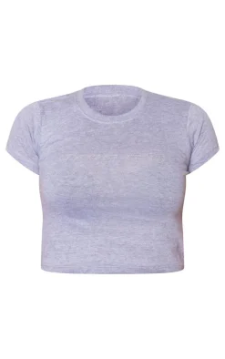 Petite Grey Star Girl Fitted Cropped T-shirt