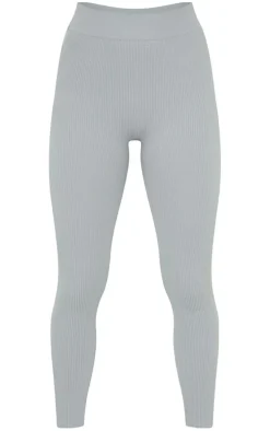 Petite Grey Structured Snatched Rib Leggings