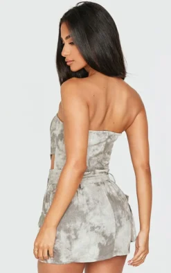 Petite Grey Washed Cargo Mini Dress