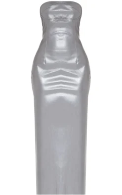 Petite Gunmetal Grey Metallic Midaxi Dress