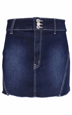 Petite Indigo Stitch Detail Mini Skirt