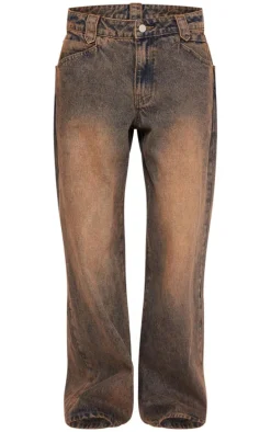 Petite Indigo Vintage Wash Tinted Wide Leg Jean