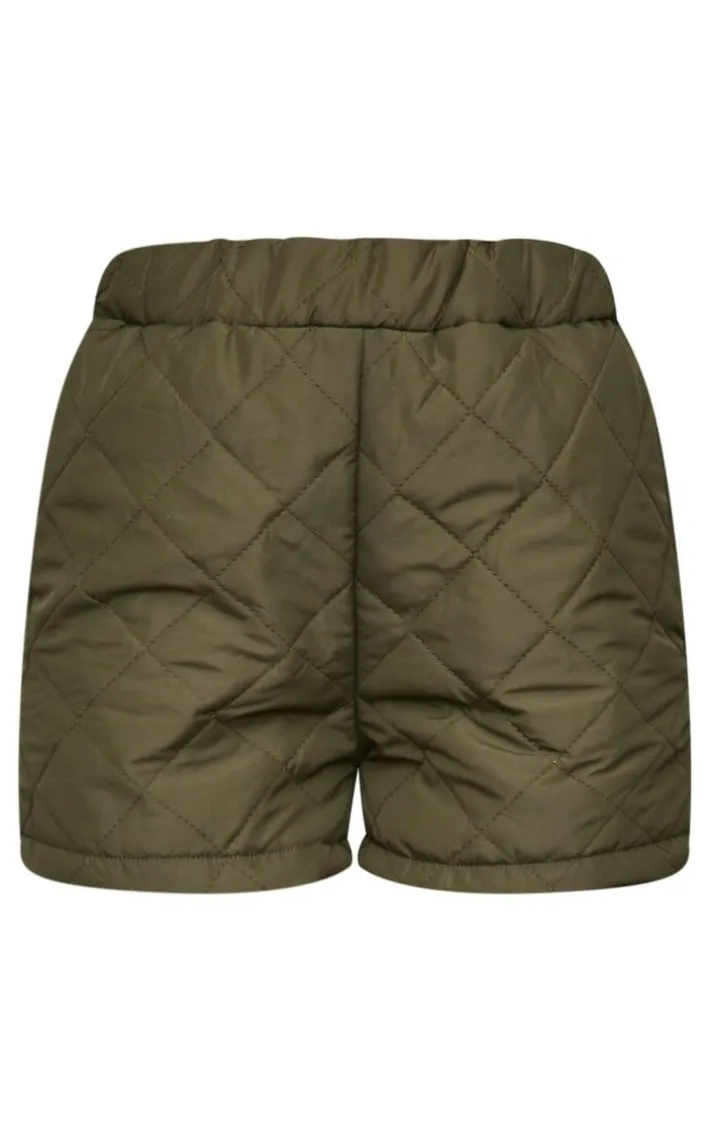 Petite Khaki Quilted Shorts