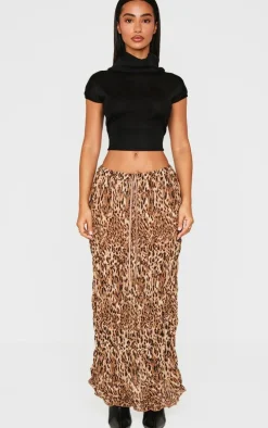 Petite Leopard Print Low Waist Chiffon Maxi Skirt