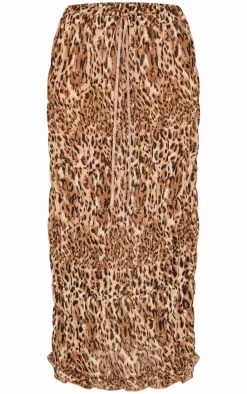 Petite Leopard Print Low Waist Chiffon Maxi Skirt