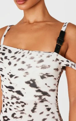 Petite Leopard Print Slinky Buckle Detail Mini Dress
