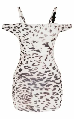 Petite Leopard Print Slinky Buckle Detail Mini Dress
