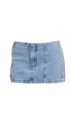Petite Light Blue Wash Denim Micro Mini Skirt