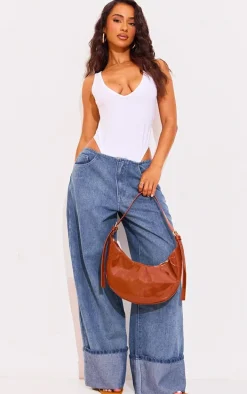 Petite Light Blue Wash Denim Turn Up Low Rise Wide Leg Jeans