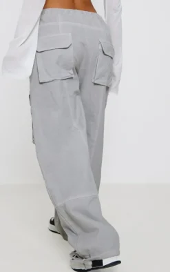 Petite Light Grey Contrast Stitch Cargos