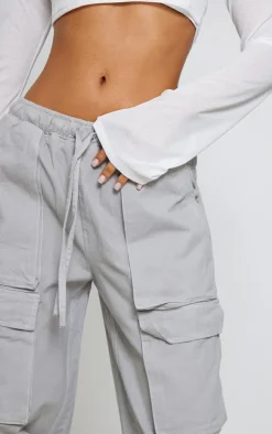 Petite Light Grey Contrast Stitch Cargos