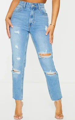 Petite Light Wash Ripped Skinny Jeans