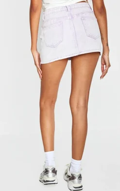 Petite Lilac Micro Mini Denim Skirt
