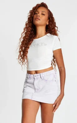 Petite Lilac Micro Mini Denim Skirt
