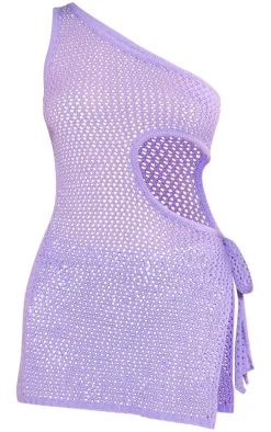 Petite Lilac One Shoulder Knitted Cut-out Top