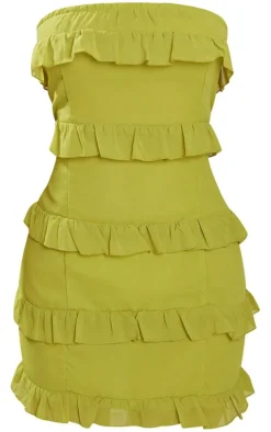 Petite Lime Frilled Bandeau Mini Dress