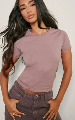 Petite Mauve Premium Cotton Cap Sleeve T-shirt