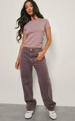 Petite Mauve Premium Cotton Cap Sleeve T-shirt