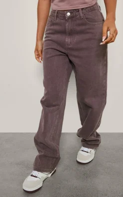 Petite Mauve Washed High Waist Straight Leg Jeans
