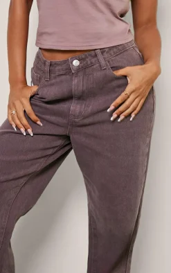 Petite Mauve Washed High Waist Straight Leg Jeans