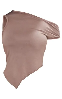 Petite Mocha Cowl Neck Crop Top