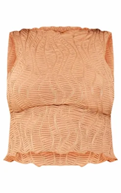 Petite Mocha Textured Racer Crop Top