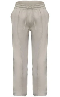 Petite Moss Grey Wide Leg Seam Detailed Sweatpants