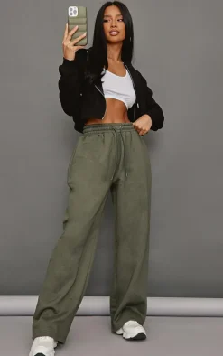 Petite Moss Khaki Elasticated Waist Straight Leg Sweatpants