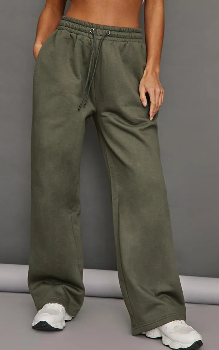 Petite Moss Khaki Elasticated Waist Straight Leg Sweatpants