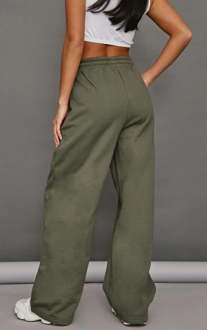 Petite Moss Khaki Elasticated Waist Straight Leg Sweatpants