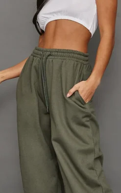 Petite Moss Khaki Elasticated Waist Straight Leg Sweatpants