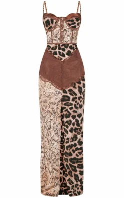 Petite Multi Print Lace Detail Maxi Dress