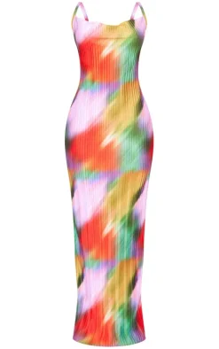 Petite Multi Printed Plisse Cowl Neck Maxi Dress