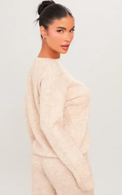 Petite Oatmeal Knit Oversized Sweater