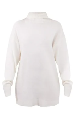 Petite Oatmeal Knitted Slouchy Sweater Dress