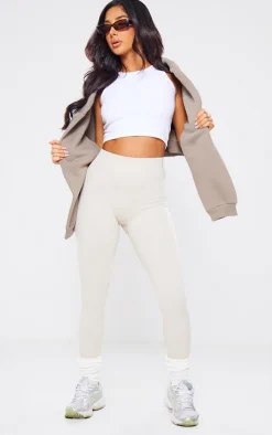 Petite Oatmeal Snatched Rib Seamless Leggings