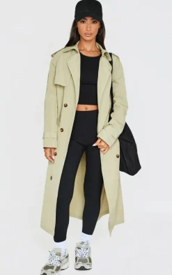 Petite Olive Oversized Trench Coat