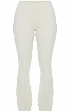 Petite Pale Khaki Snatched Sculpt Seam Detail Flared Pants
