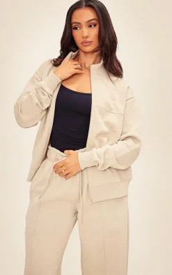 Petite Pebble Seam Detail Zip Through Track Top