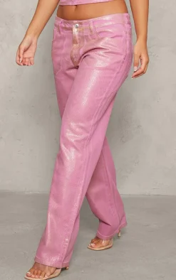 Petite Pink Metallic Denim Jeans