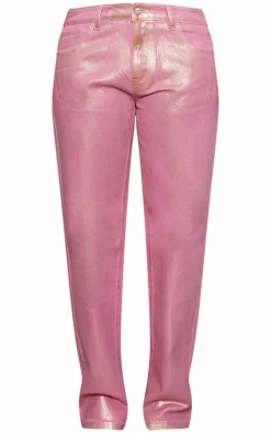 Petite Pink Metallic Denim Jeans