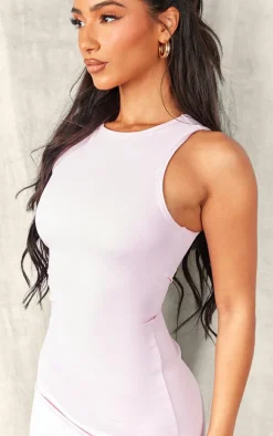 Petite Pink Snatched Sculpt Racer Bodycon Dress