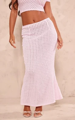 Petite Pink Textured Jersey Midaxi Skirt