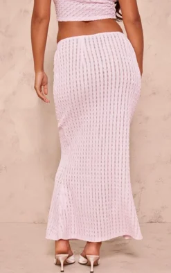 Petite Pink Textured Jersey Midaxi Skirt