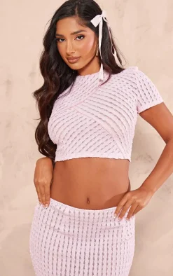 Petite Pink Textured Jersey Midaxi Skirt